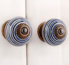 Blue Black Striped Knobs